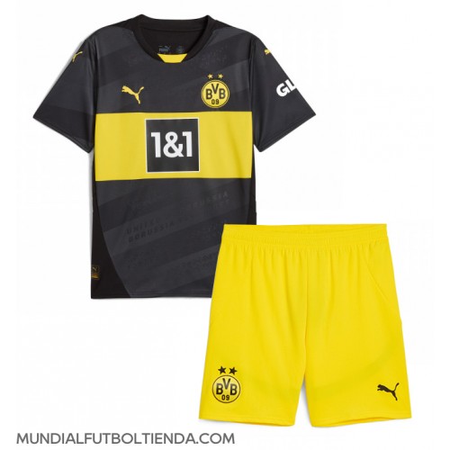 Camiseta Borussia Dortmund Segunda Equipación Replica 2024-25 para niños mangas cortas (+ Pantalones cortos)